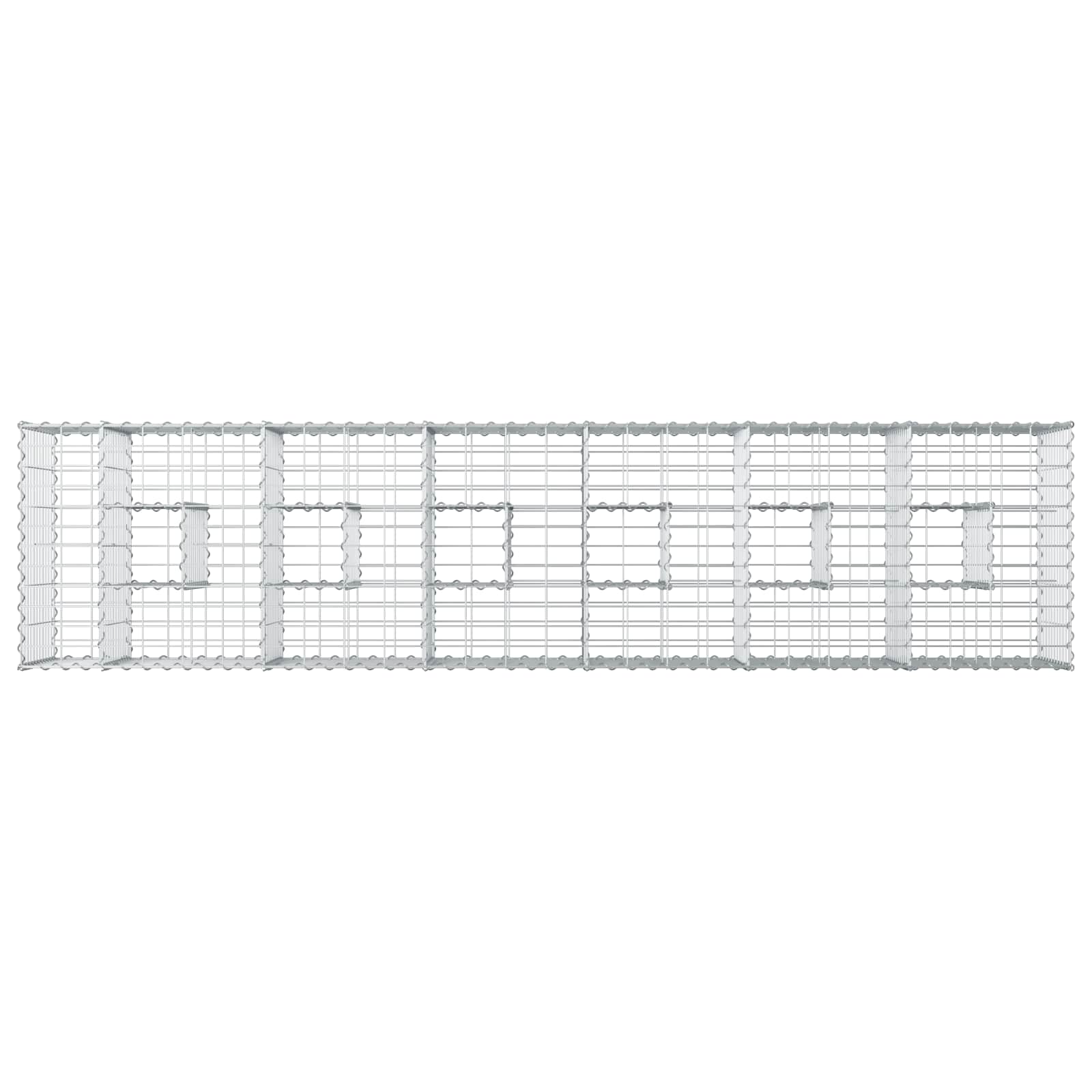 Letto rialzato in gabbione 2 pezzi acciaio galvanizzato argento 260 x 60 x 55 cm