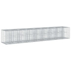 Letto rialzato in gabbione 2 pezzi Argento 340 x 60 x 55 cm