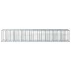 Letto rialzato in gabbione 2 pezzi Argento 340 x 60 x 55 cm