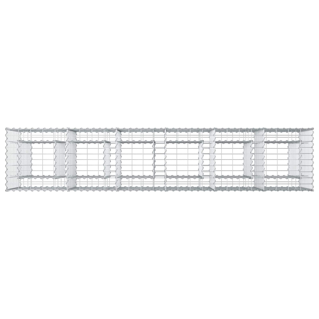 Letto Rialzato in Gabbione 2 pezzi Argento 250 x 50 x 80 cm
