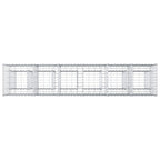 Letto Rialzato in Gabbione 2 pezzi Argento 250 x 50 x 80 cm