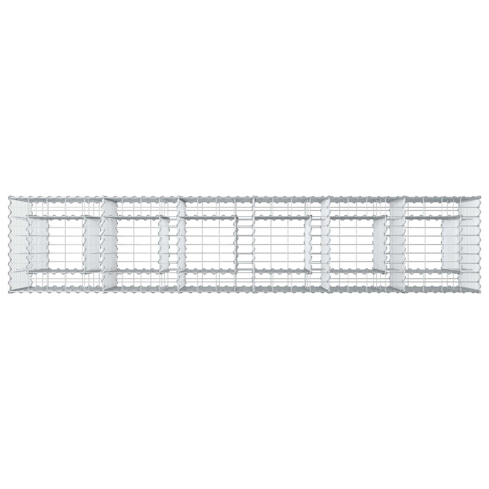 Letto Rialzato in Gabbione 2 pezzi Argento 250 x 50 x 80 cm