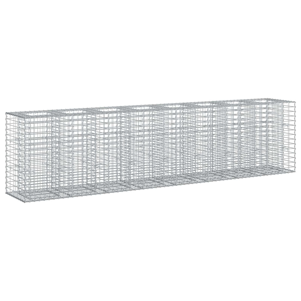 Letto rialzato in gabbione 2 pz acciaio galvanizzato argento 330 x 50 x 80 cm