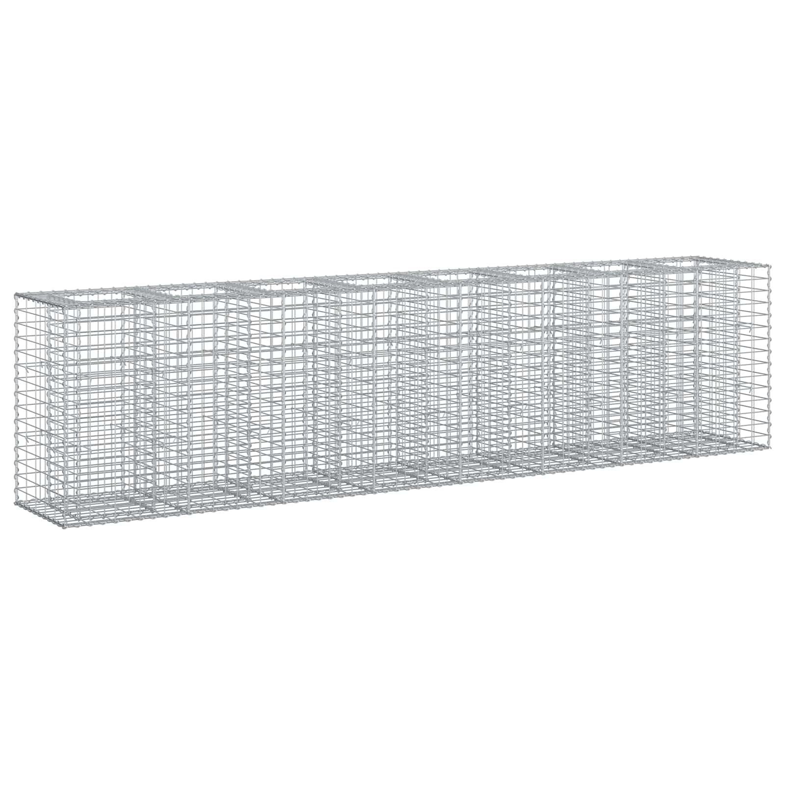 Letto rialzato in gabbione 2 pz acciaio galvanizzato argento 330 x 50 x 80 cm