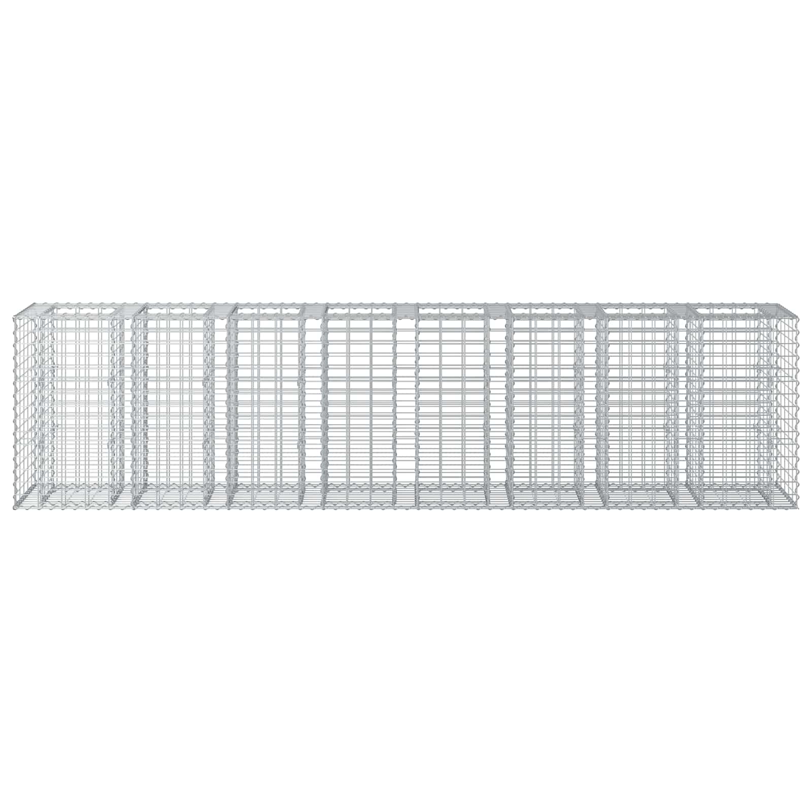 Letto rialzato in gabbione 2 pz acciaio galvanizzato argento 330 x 50 x 80 cm