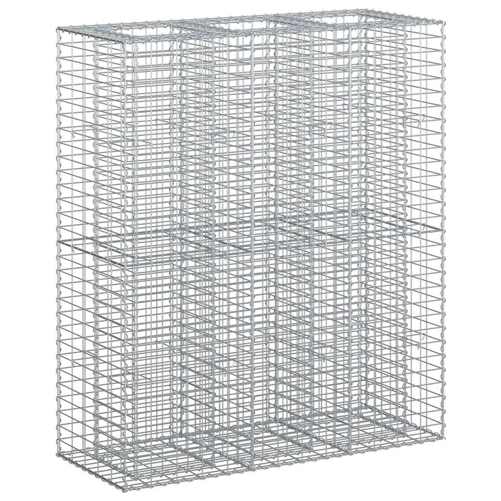 Letto rialzato in gabbione 2 pezzi acciaio galvanizzato 130 x 50 x 150 cm argento