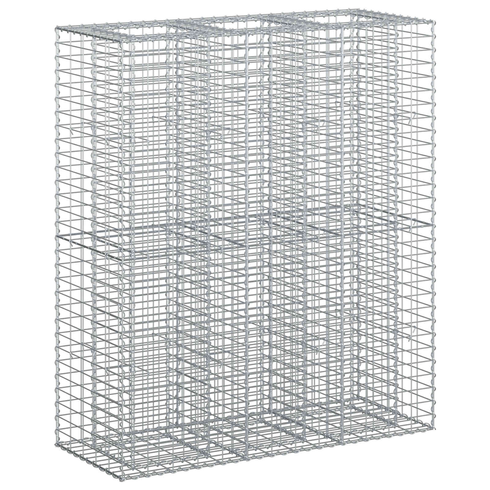 Letto rialzato in gabbione 2 pezzi acciaio galvanizzato 130 x 50 x 150 cm argento