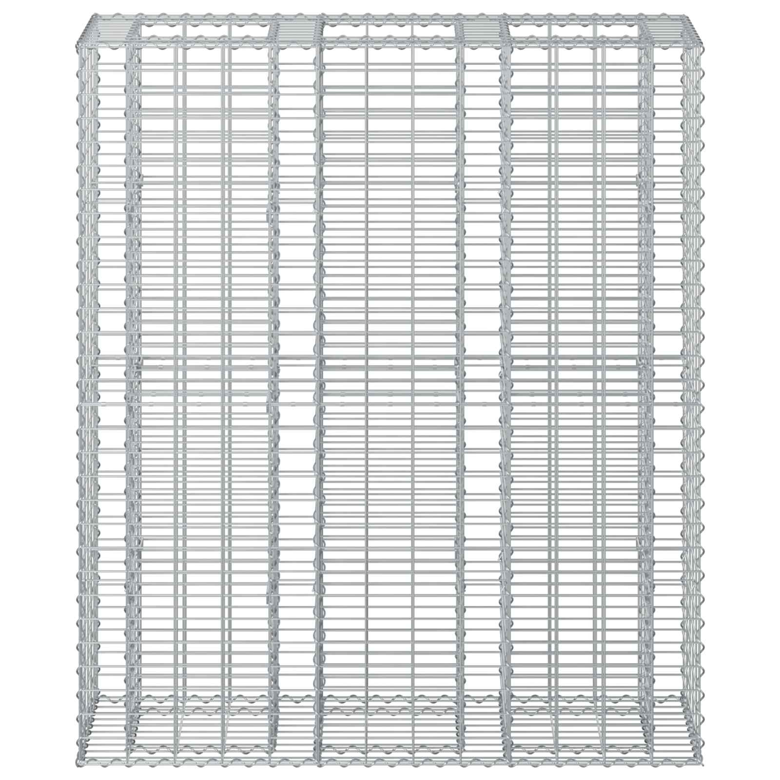 Letto rialzato in gabbione 2 pezzi acciaio galvanizzato 130 x 50 x 150 cm argento