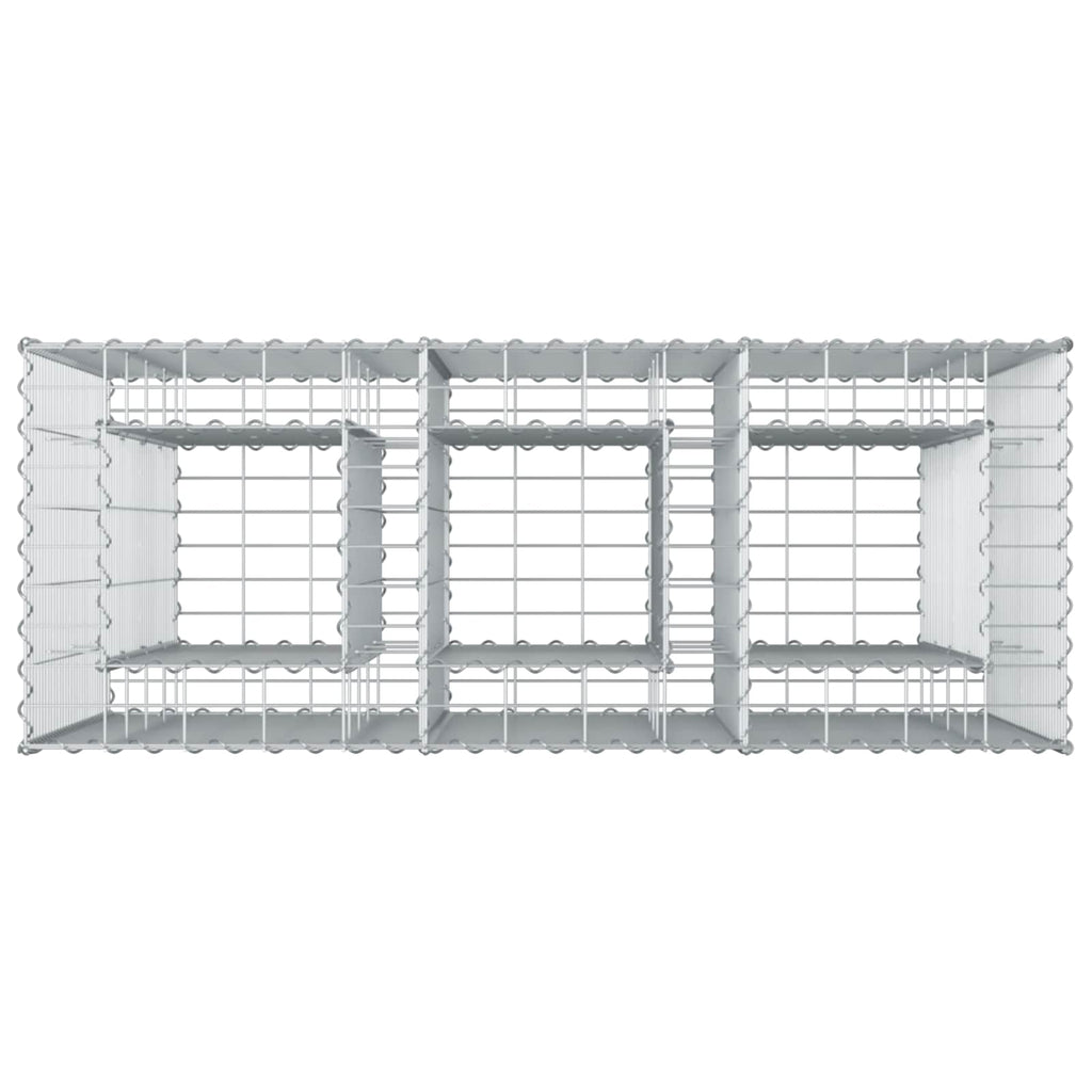 Letto rialzato in gabbione 2 pezzi acciaio galvanizzato 130 x 50 x 150 cm argento