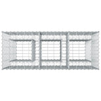 Letto rialzato in gabbione 2 pezzi acciaio galvanizzato 130 x 50 x 150 cm argento