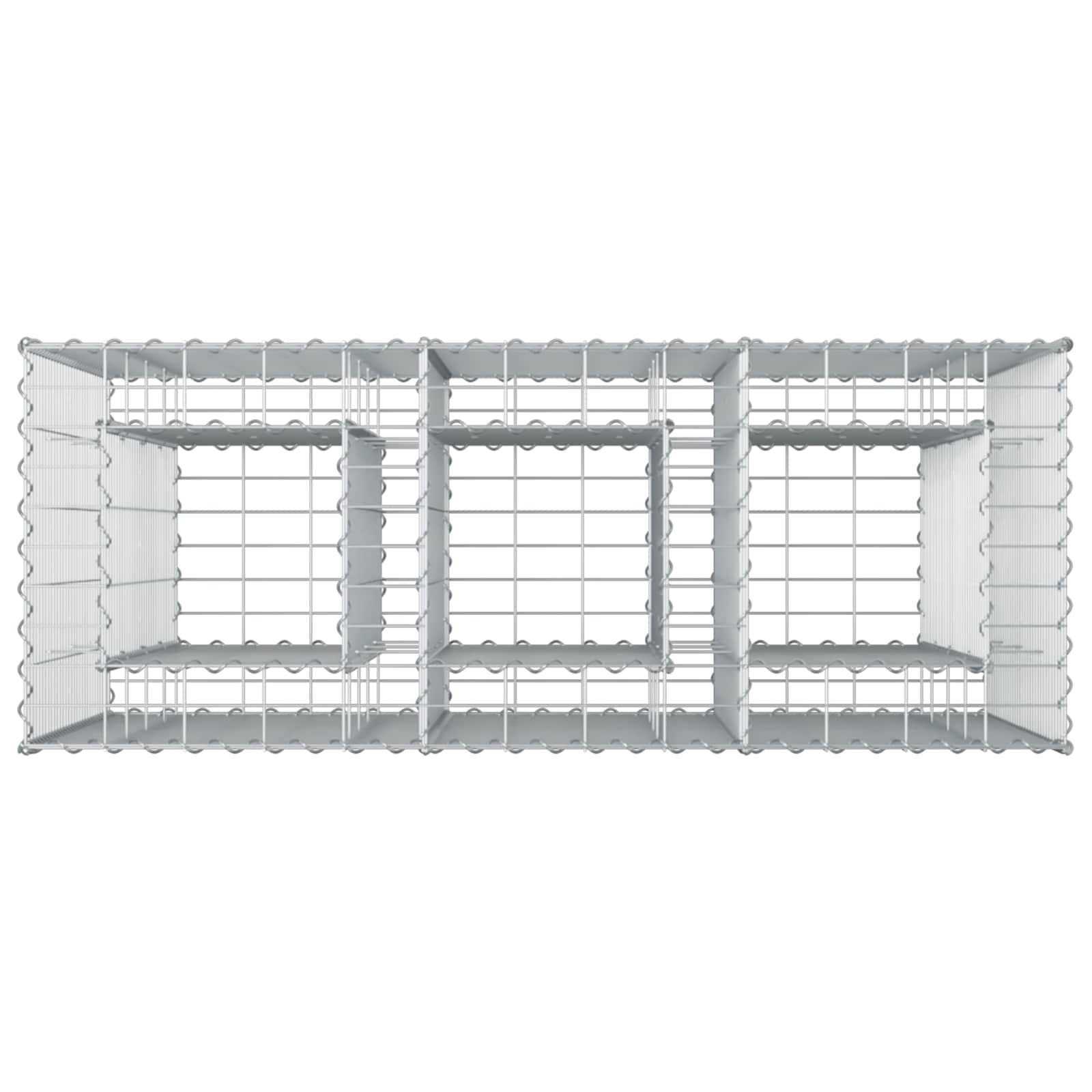 Letto rialzato in gabbione 2 pezzi acciaio galvanizzato 130 x 50 x 150 cm argento