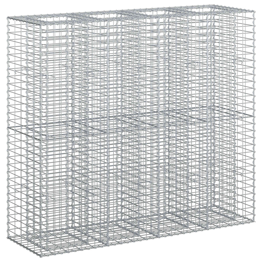 Letto rialzato in gabbione 2 pezzi acciaio galvanizzato 170 x 50 x 150 cm argento
