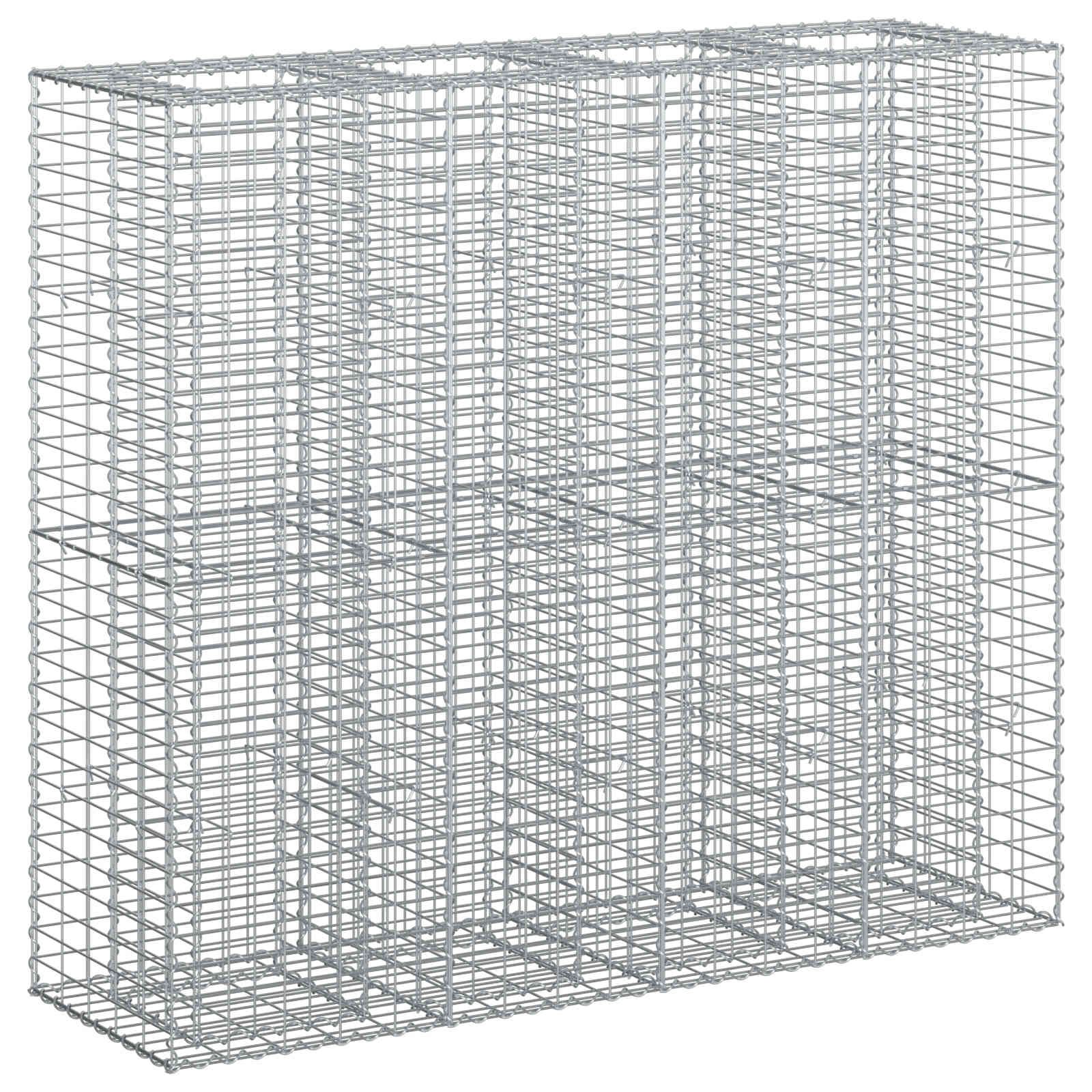 Letto rialzato in gabbione 2 pezzi acciaio galvanizzato 170 x 50 x 150 cm argento