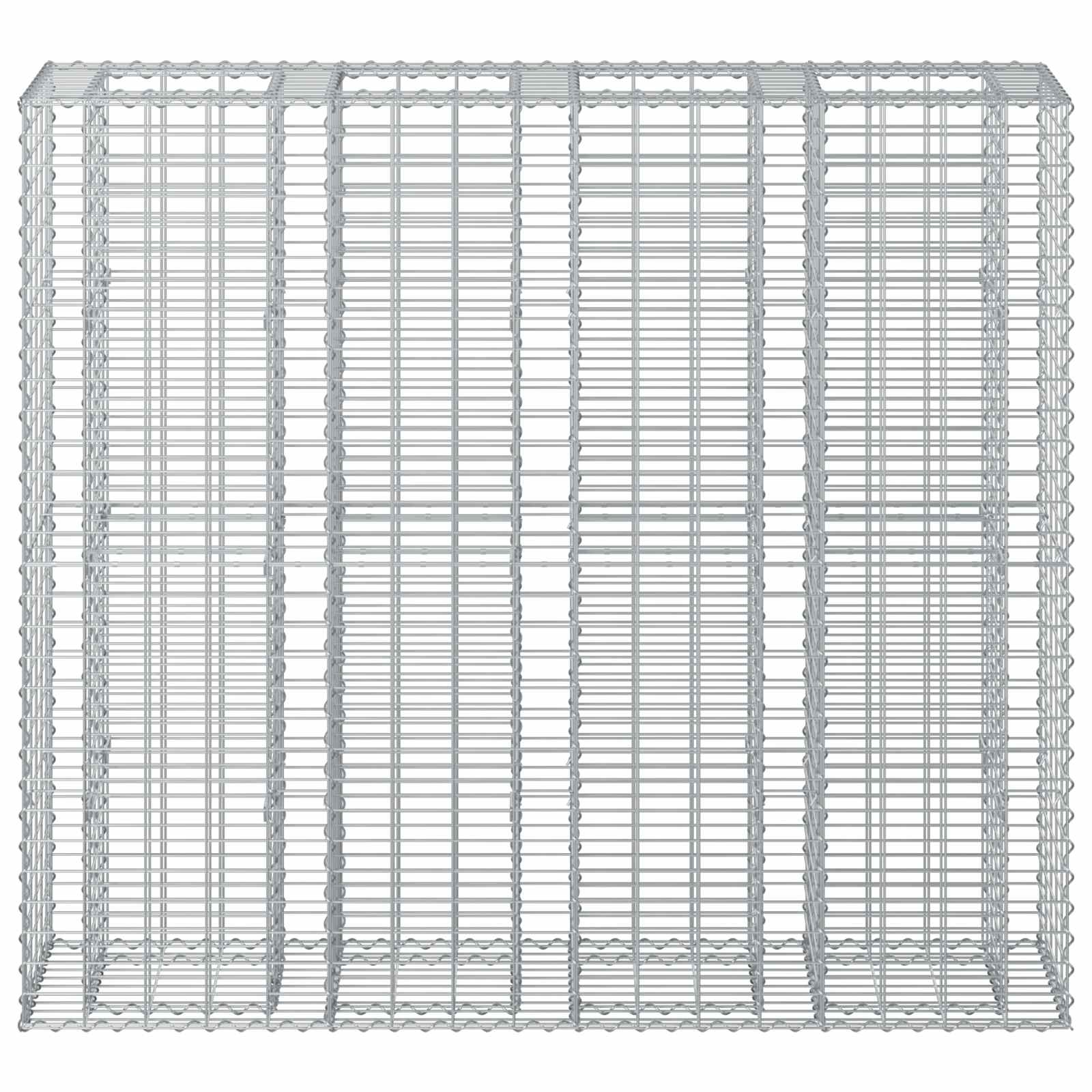 Letto rialzato in gabbione 2 pezzi acciaio galvanizzato 170 x 50 x 150 cm argento
