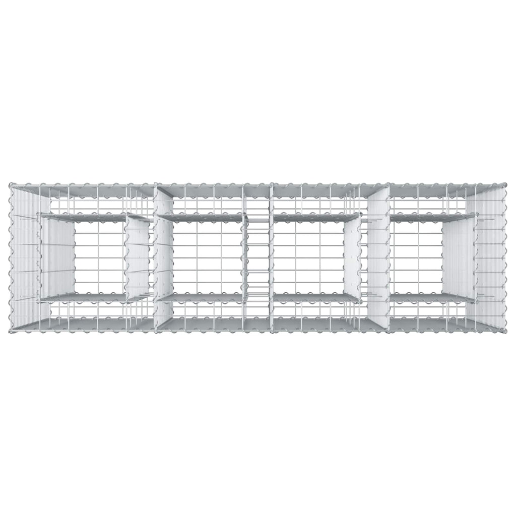 Letto rialzato in gabbione 2 pezzi acciaio galvanizzato 170 x 50 x 150 cm argento