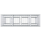 Letto rialzato in gabbione 2 pezzi acciaio galvanizzato 170 x 50 x 150 cm argento