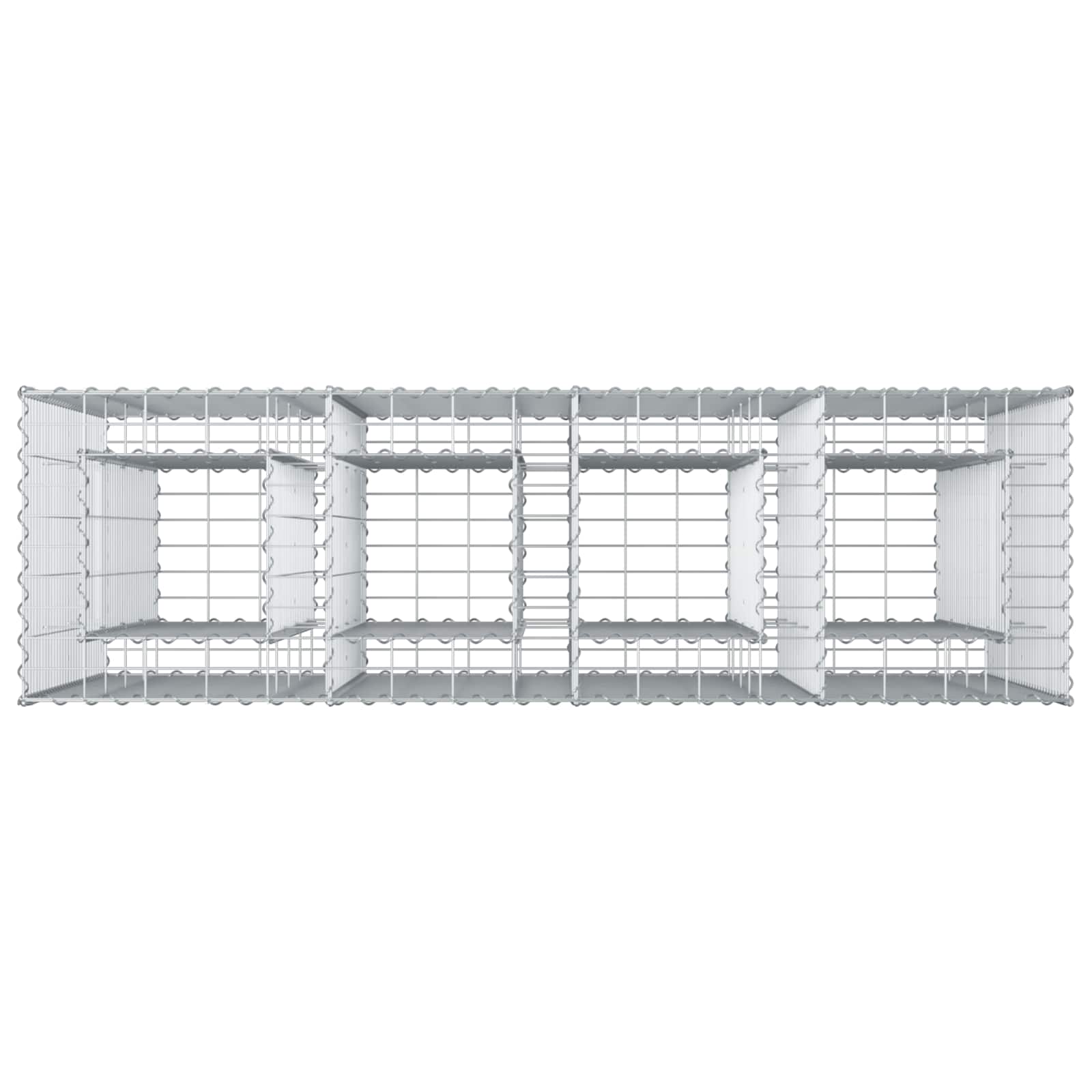 Letto rialzato in gabbione 2 pezzi acciaio galvanizzato 170 x 50 x 150 cm argento