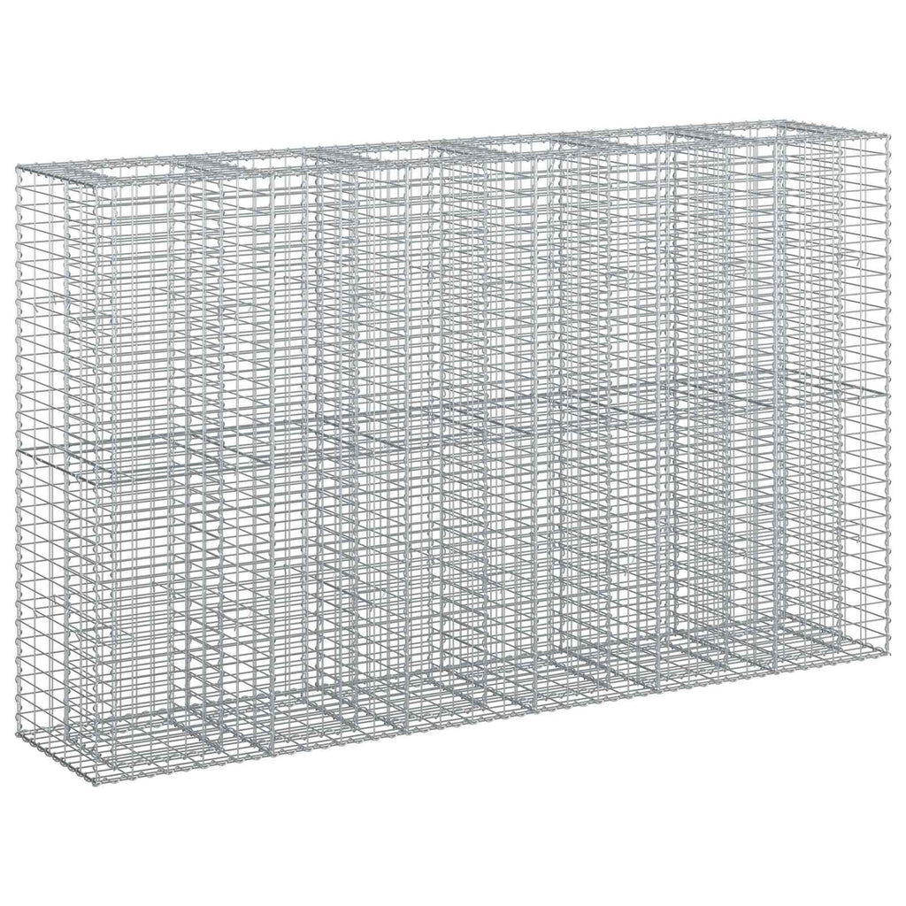 Letto rialzato in gabbione 3 pz acciaio galvanizzato 250 x 50 x 150 cm argento