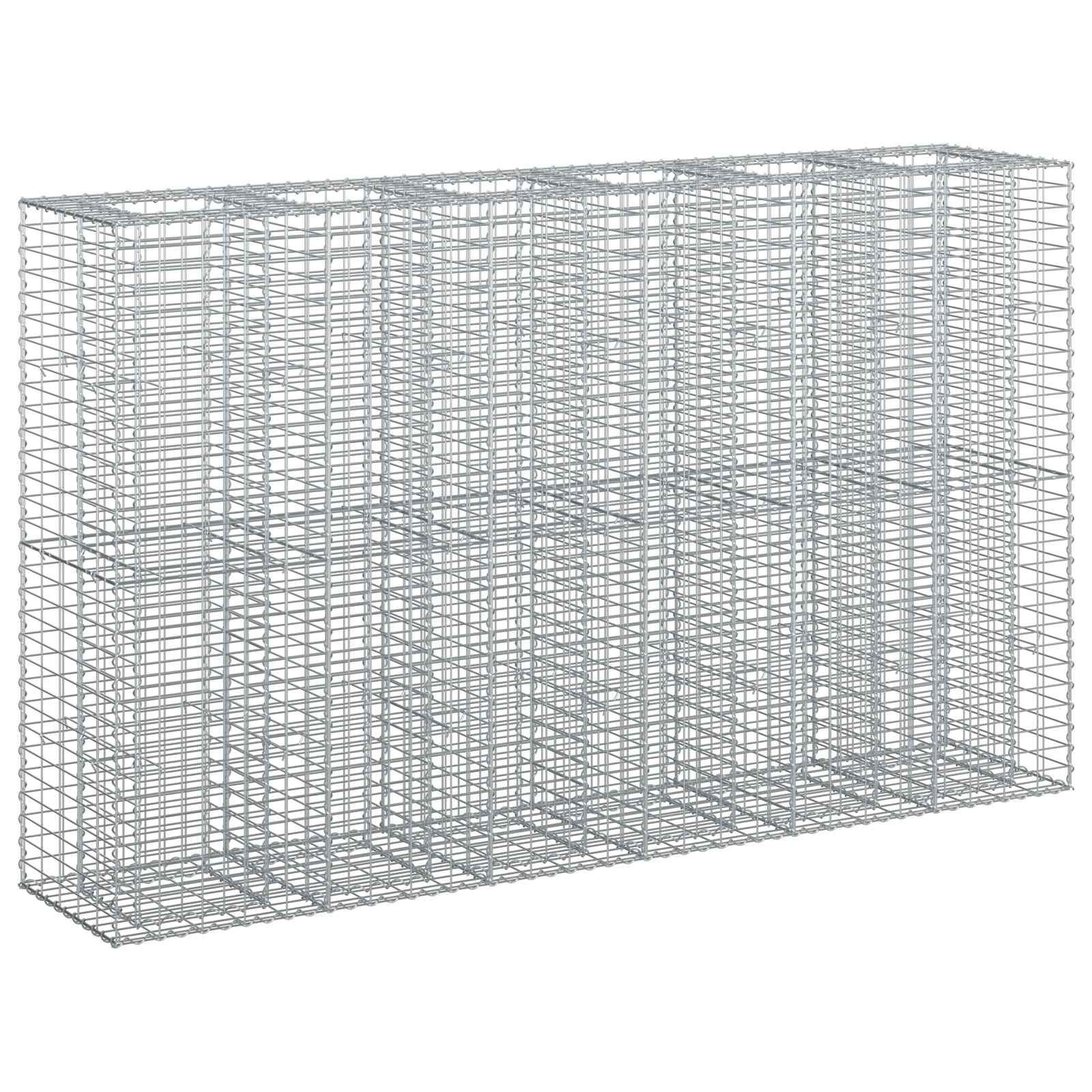 Letto rialzato in gabbione 3 pz acciaio galvanizzato 250 x 50 x 150 cm argento