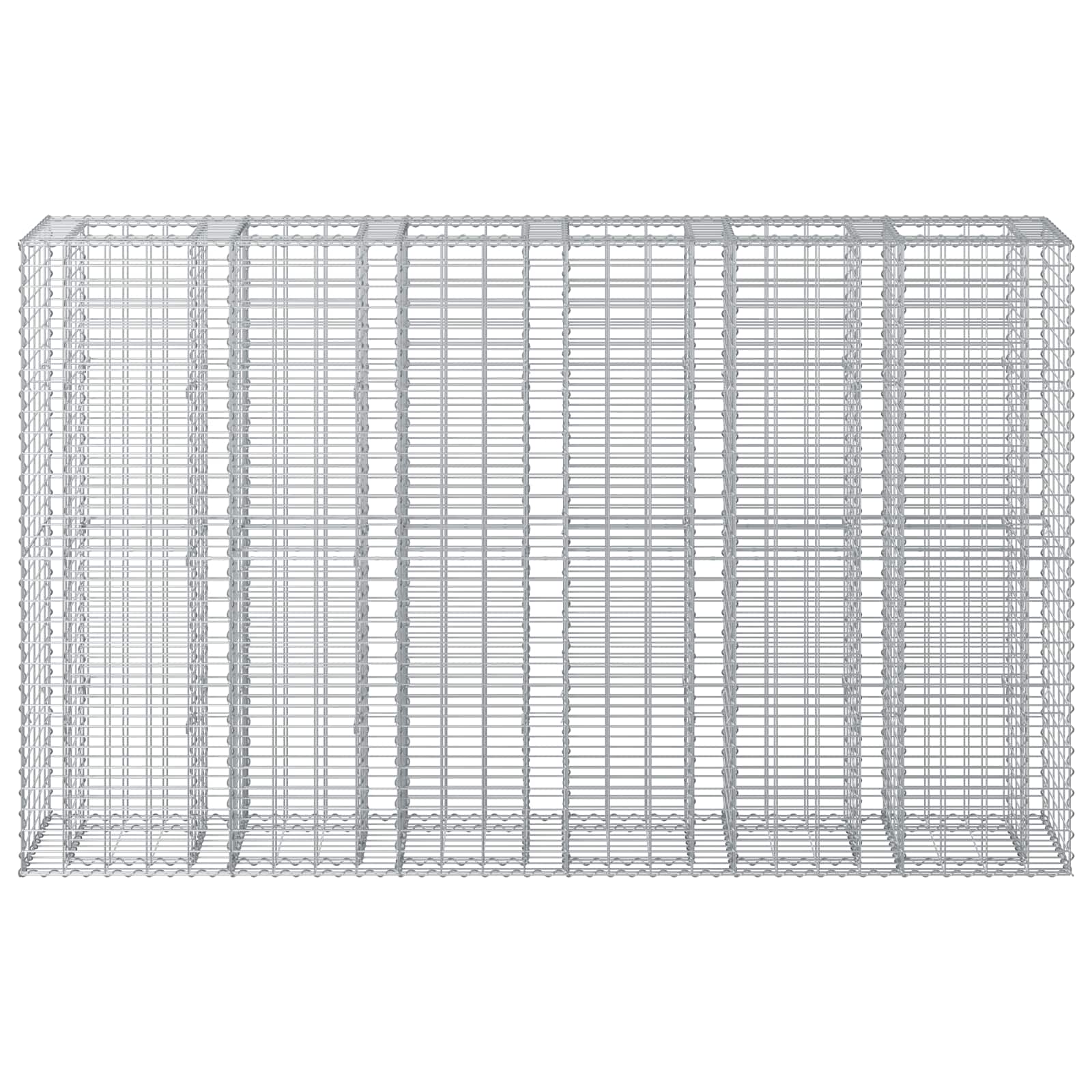 Letto rialzato in gabbione 3 pz acciaio galvanizzato 250 x 50 x 150 cm argento
