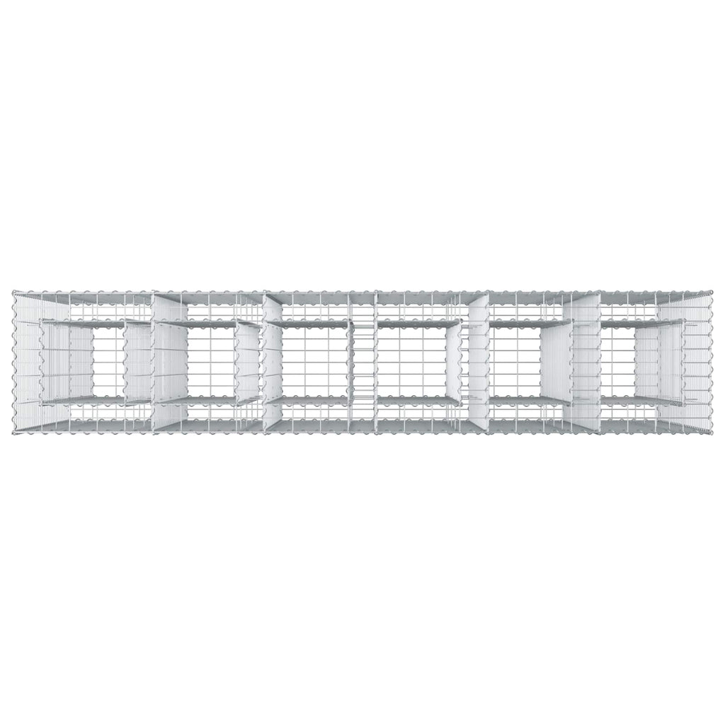 Letto rialzato in gabbione 3 pz acciaio galvanizzato 250 x 50 x 150 cm argento