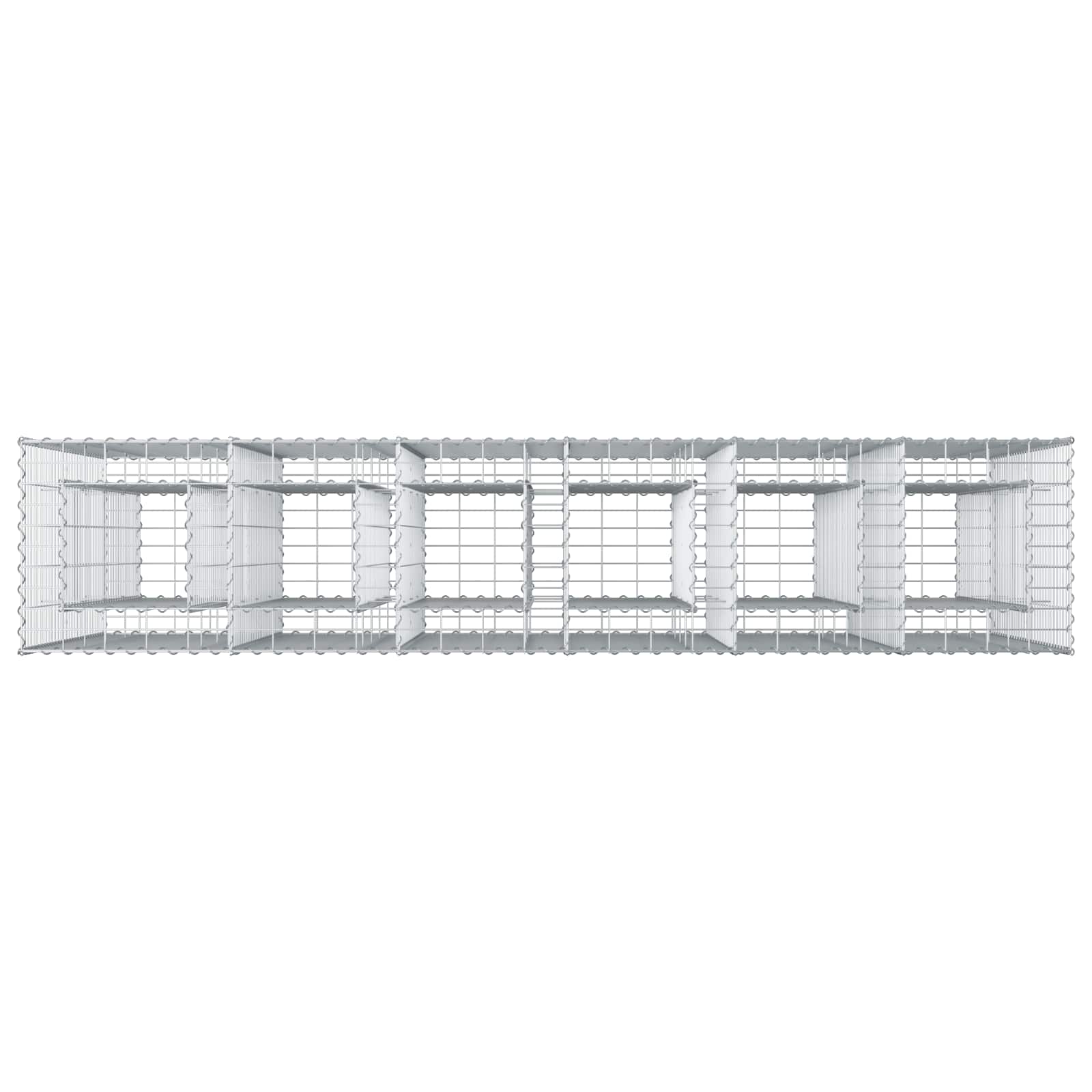 Letto rialzato in gabbione 3 pz acciaio galvanizzato 250 x 50 x 150 cm argento