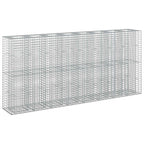 Letto rialzato in gabbione 4 pezzi acciaio galvanizzato 330 x 50 x 150 cm argento