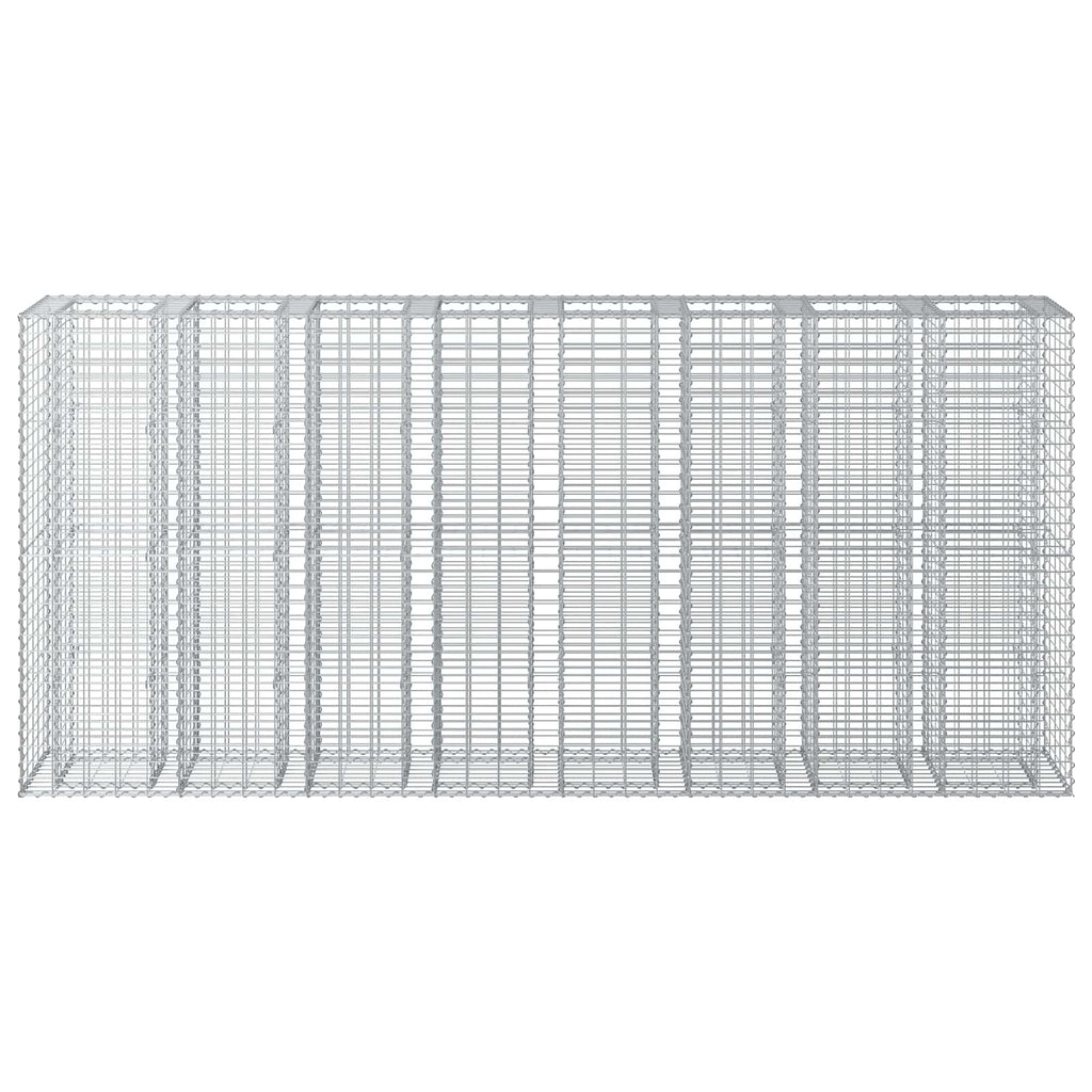 Letto rialzato in gabbione 4 pezzi acciaio galvanizzato 330 x 50 x 150 cm argento