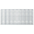 Letto rialzato in gabbione 4 pezzi acciaio galvanizzato 330 x 50 x 150 cm argento