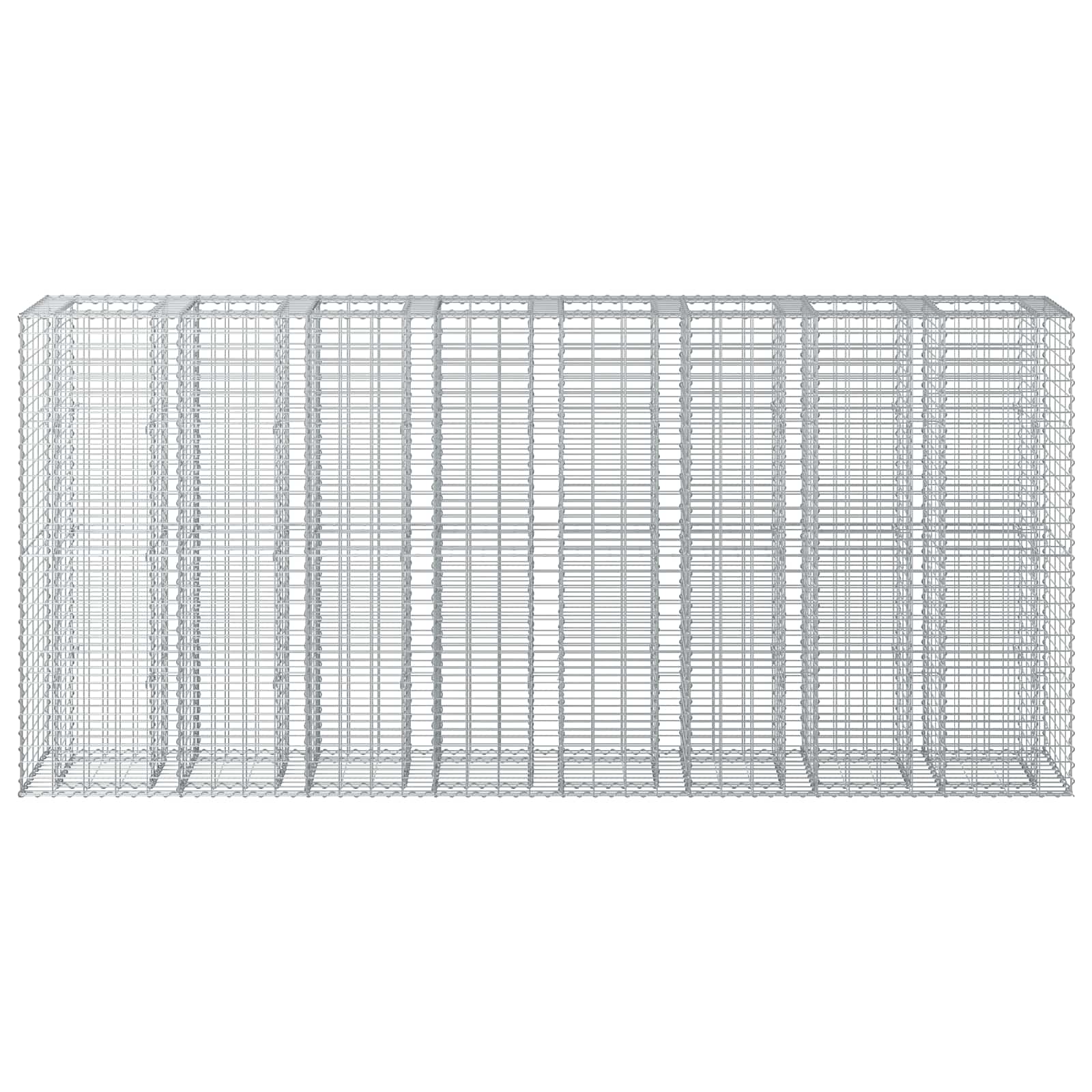 Letto rialzato in gabbione 4 pezzi acciaio galvanizzato 330 x 50 x 150 cm argento