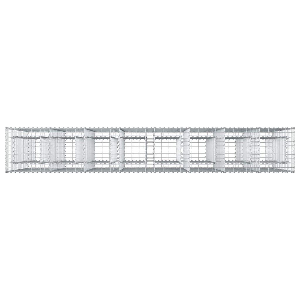Letto rialzato in gabbione 4 pezzi acciaio galvanizzato 330 x 50 x 150 cm argento