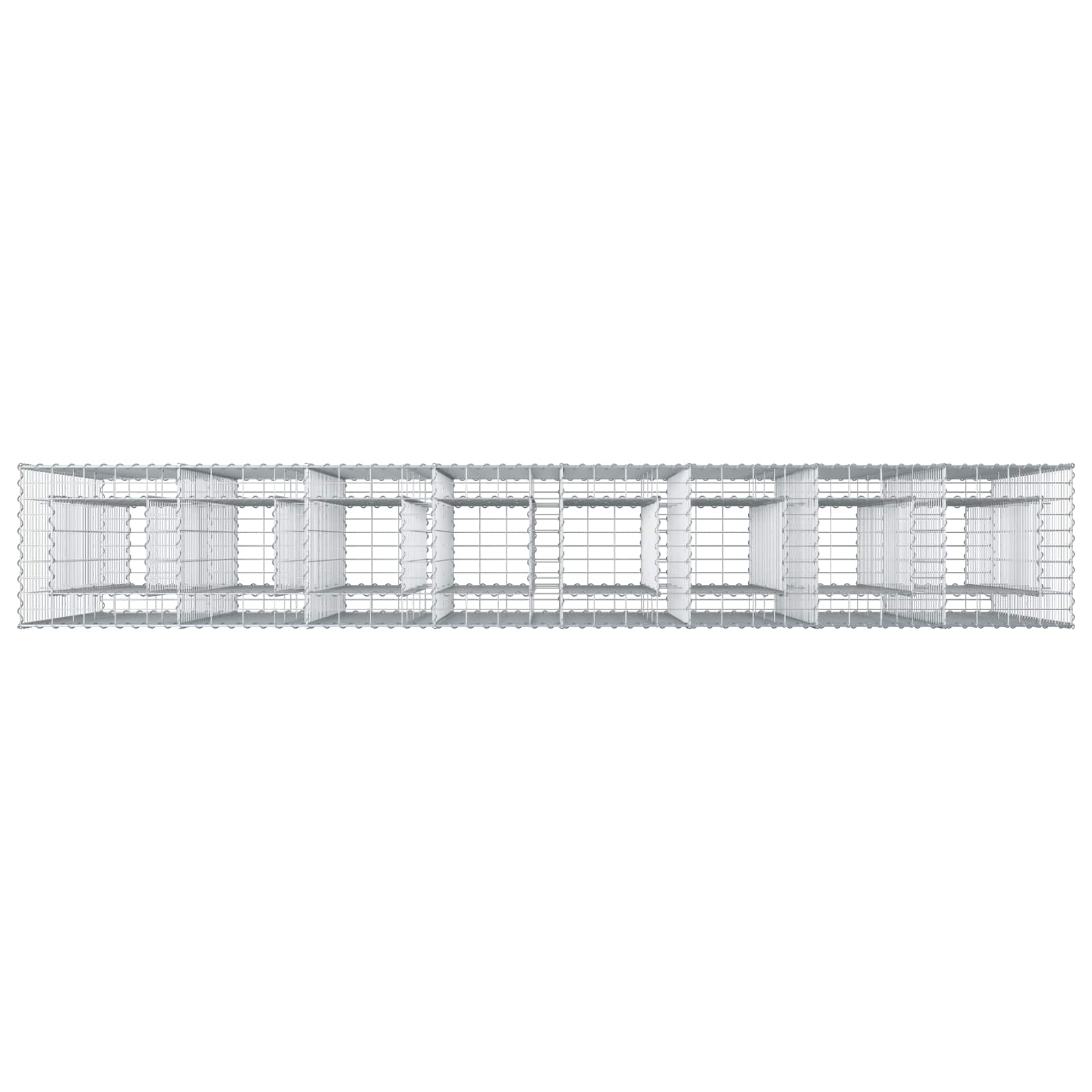 Letto rialzato in gabbione 4 pezzi acciaio galvanizzato 330 x 50 x 150 cm argento