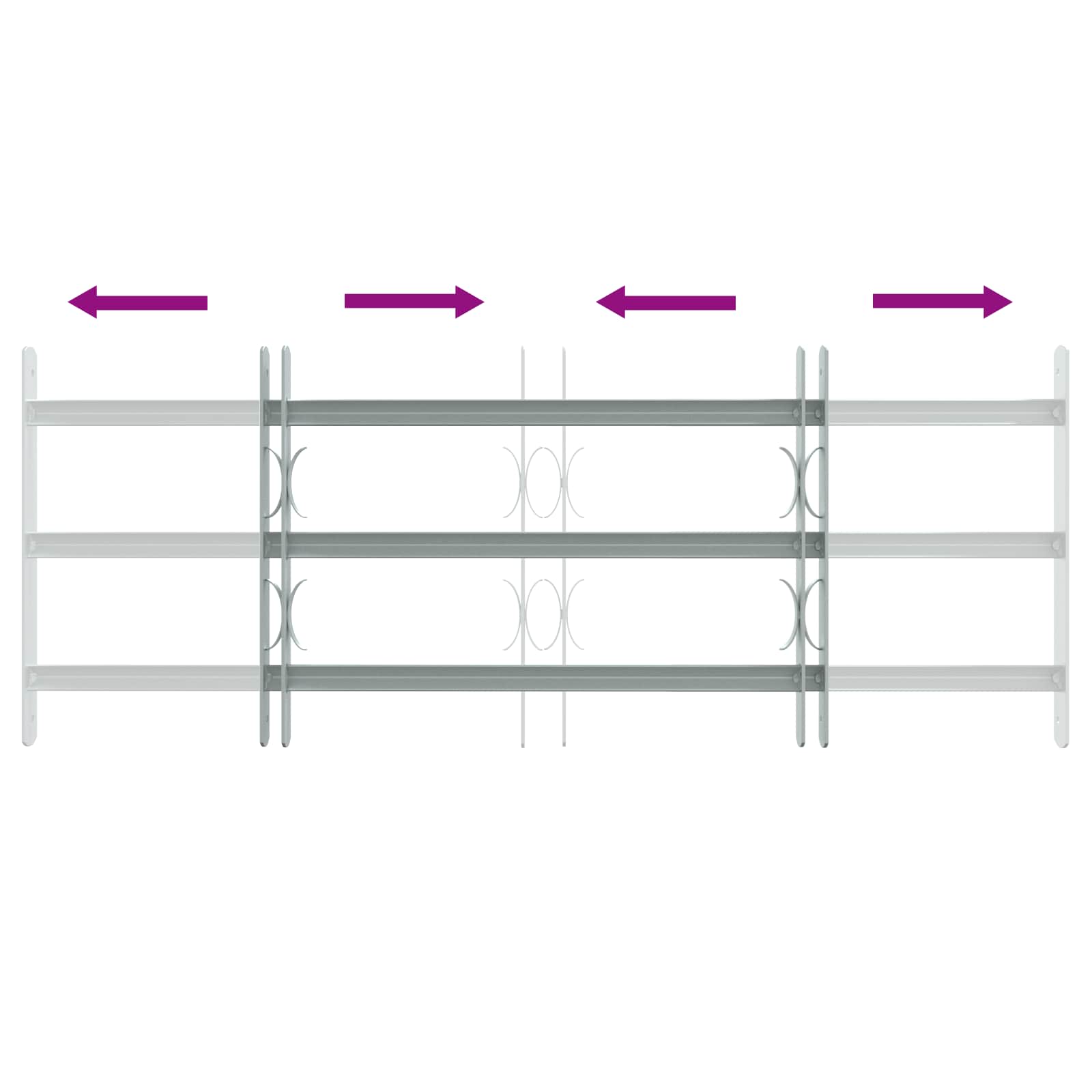 Griglia di Sicurezza per Finestra con 3 Traversine - Acciaio Zincato - 630-1140 mm - 3 pezzi