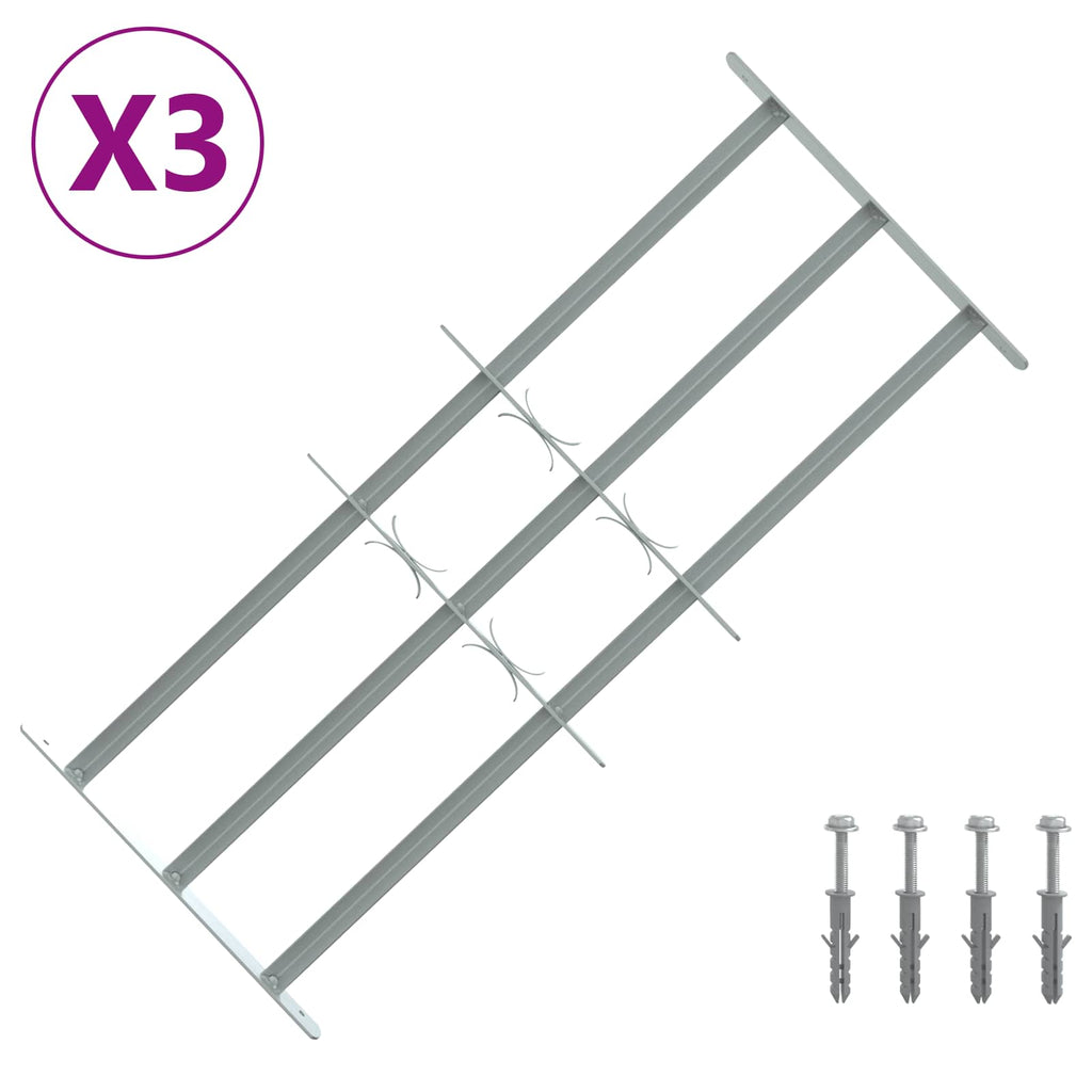 Griglia di Sicurezza per Finestra con 3 Traversine - Acciaio Zincato - 630-1140 mm - 3 pezzi