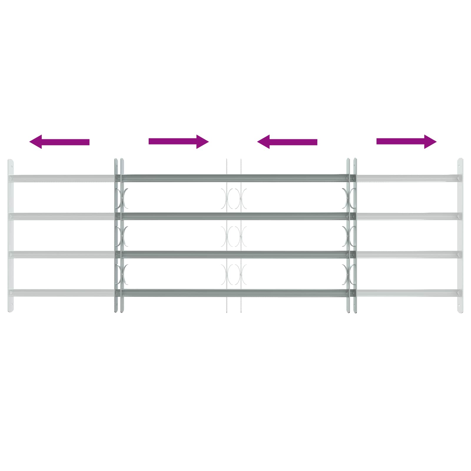 Griglia di sicurezza per finestre con 4 barre trasversali 930-1740 mm - Set 3 pz