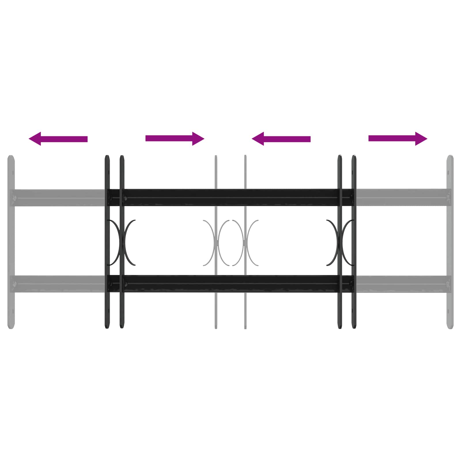Griglia di Sicurezza per Finestre con 2 Traverse 43-74 cm - Set 3 pezzi