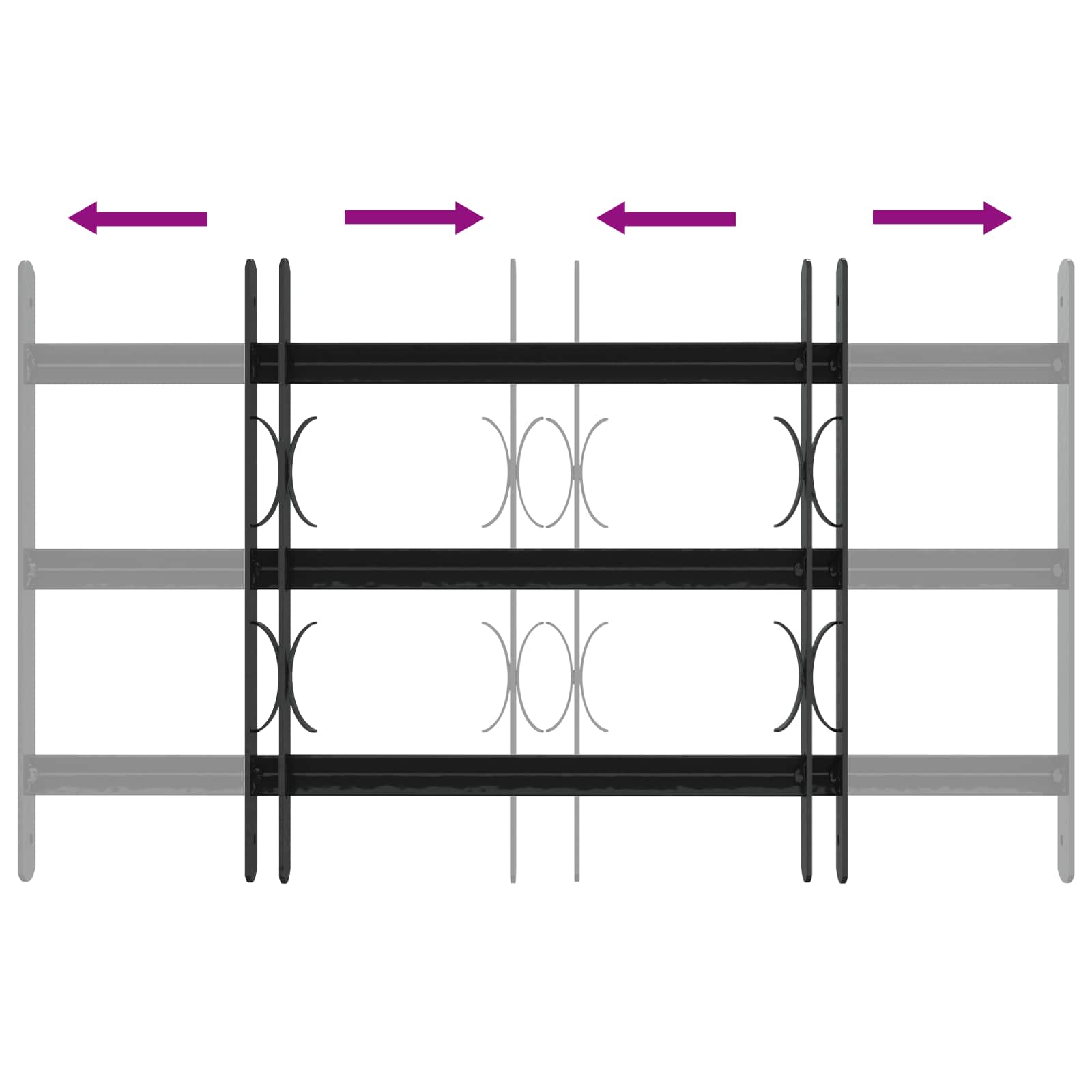 Griglia di Sicurezza per Finestra con 3 Traversine - Set 3 pz