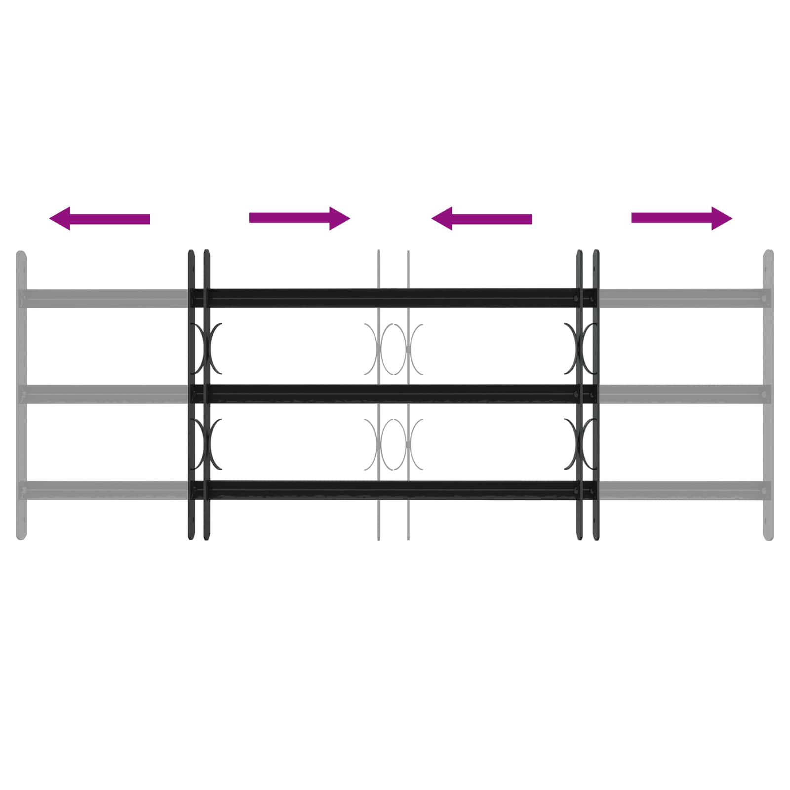 Griglia di Sicurezza per Finestra con 3 Traversine - Set 3 pcs