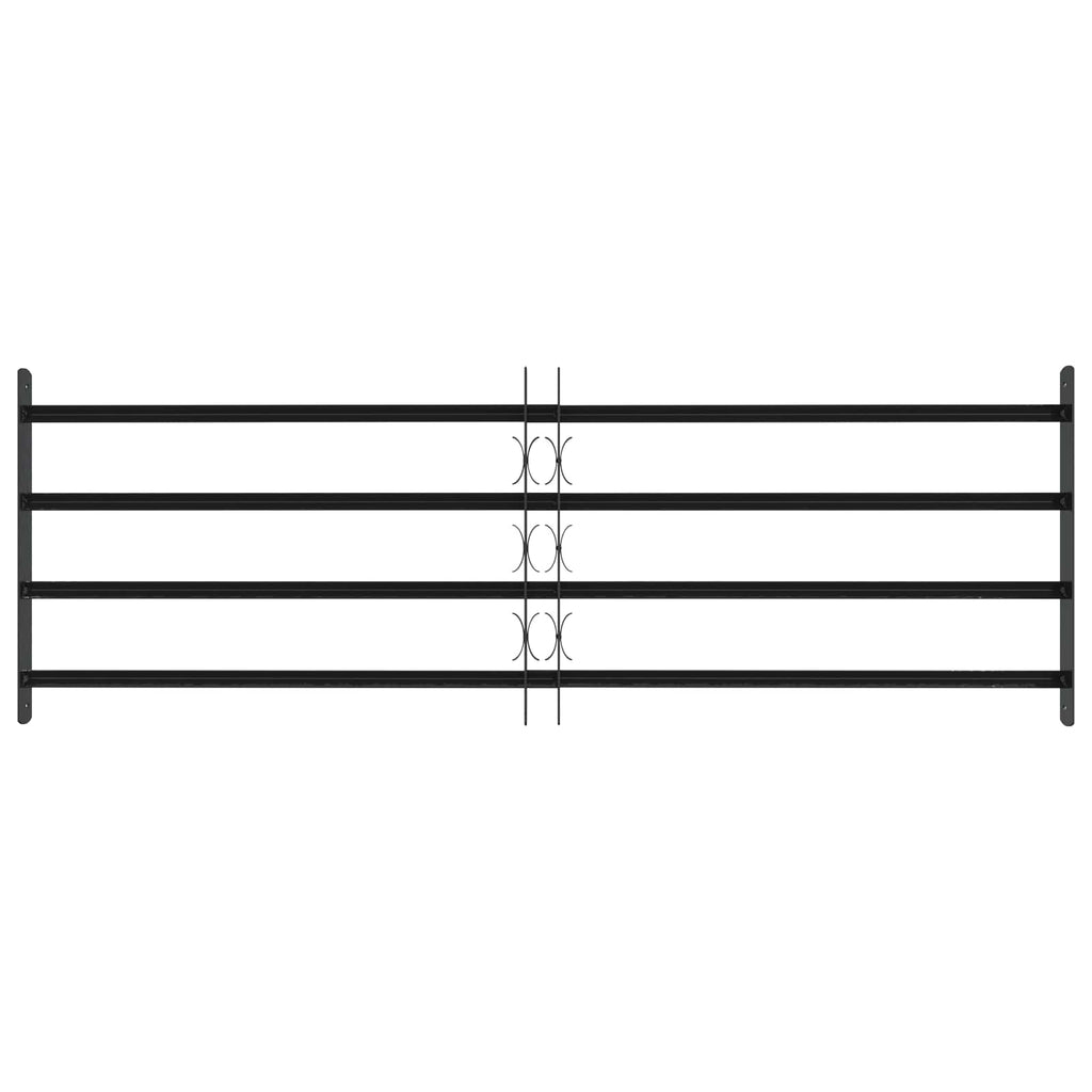 Griglia di sicurezza per finestre con 4 barre trasversali 93-174 cm - Acciaio nero - 3 pezzi