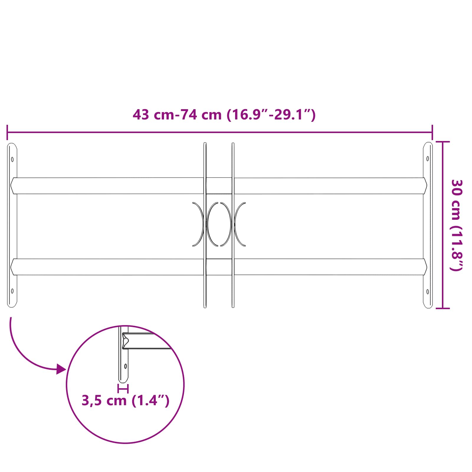 Griglia di Sicurezza per Finestre con 2 Traverse 43-74 cm Acciaio Zincato