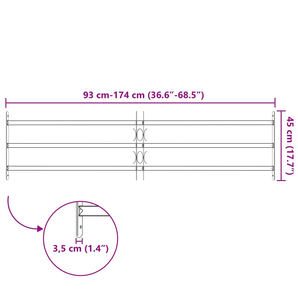 Griglia di Sicurezza per Finestra 93-174 cm Acciaio Zincato con 3 Traversine