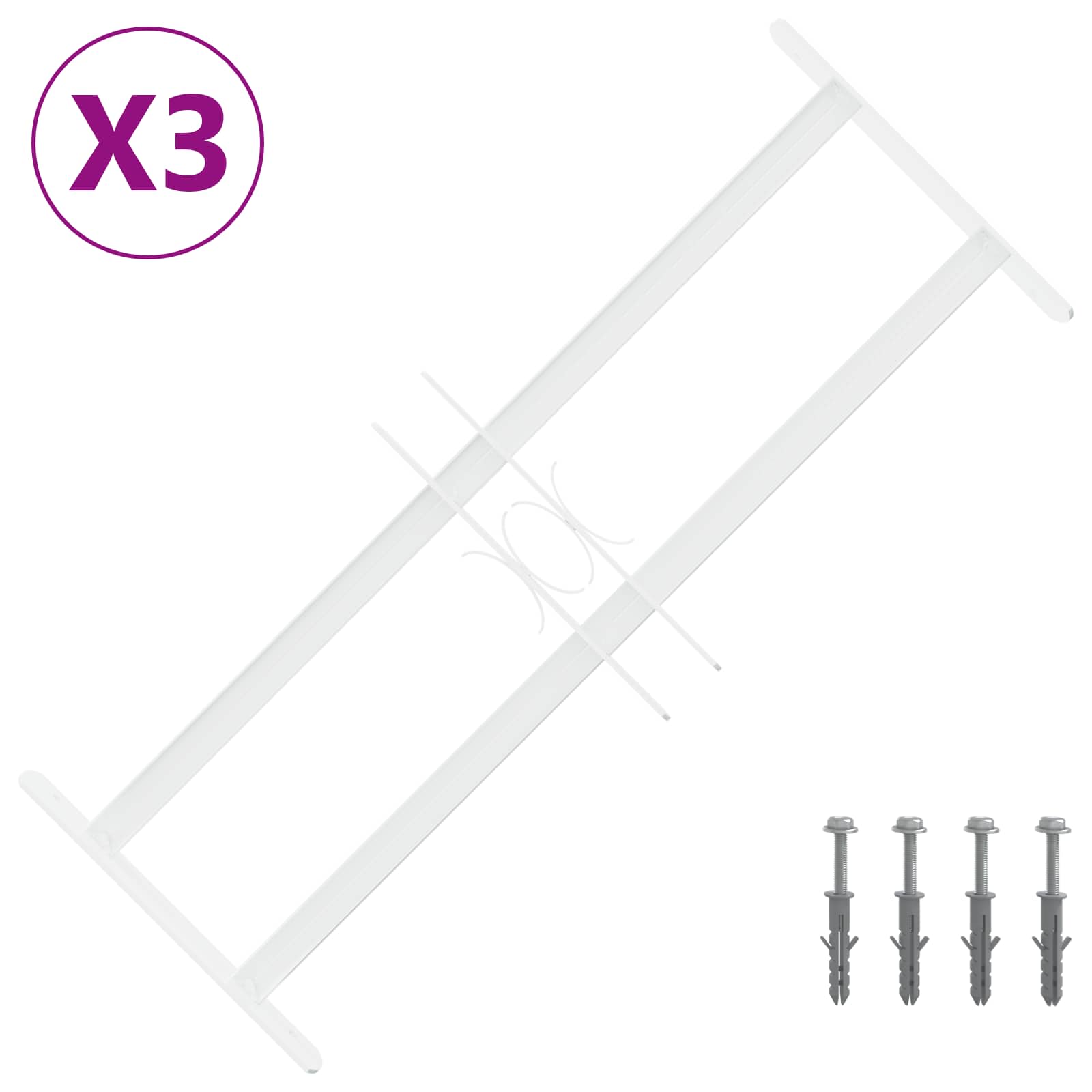 Griglia di Sicurezza per Finestre con 2 Traverse 43-74 cm Acciaio Zincato - Set 3 pz