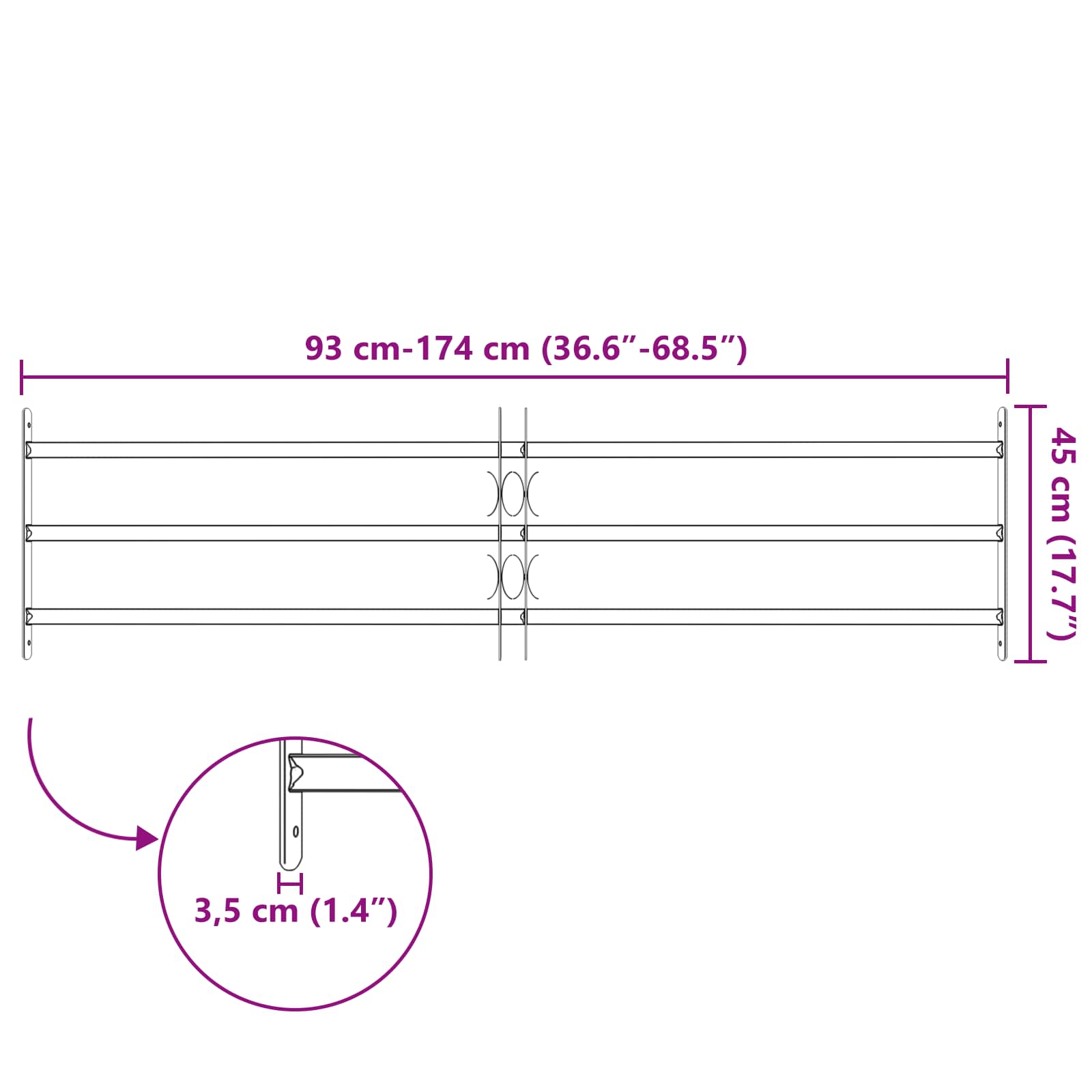 Griglia di Sicurezza per Finestra con 3 Traversine - Set 3 pz
