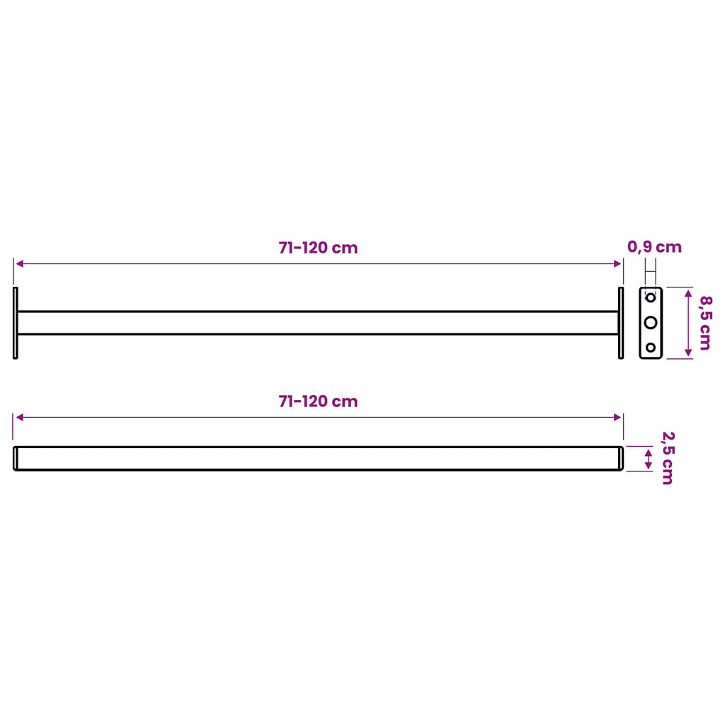 Barra di Sicurezza Regolabile per Finestra 710-1200 mm Acciaio Nero - Set 6 pezzi