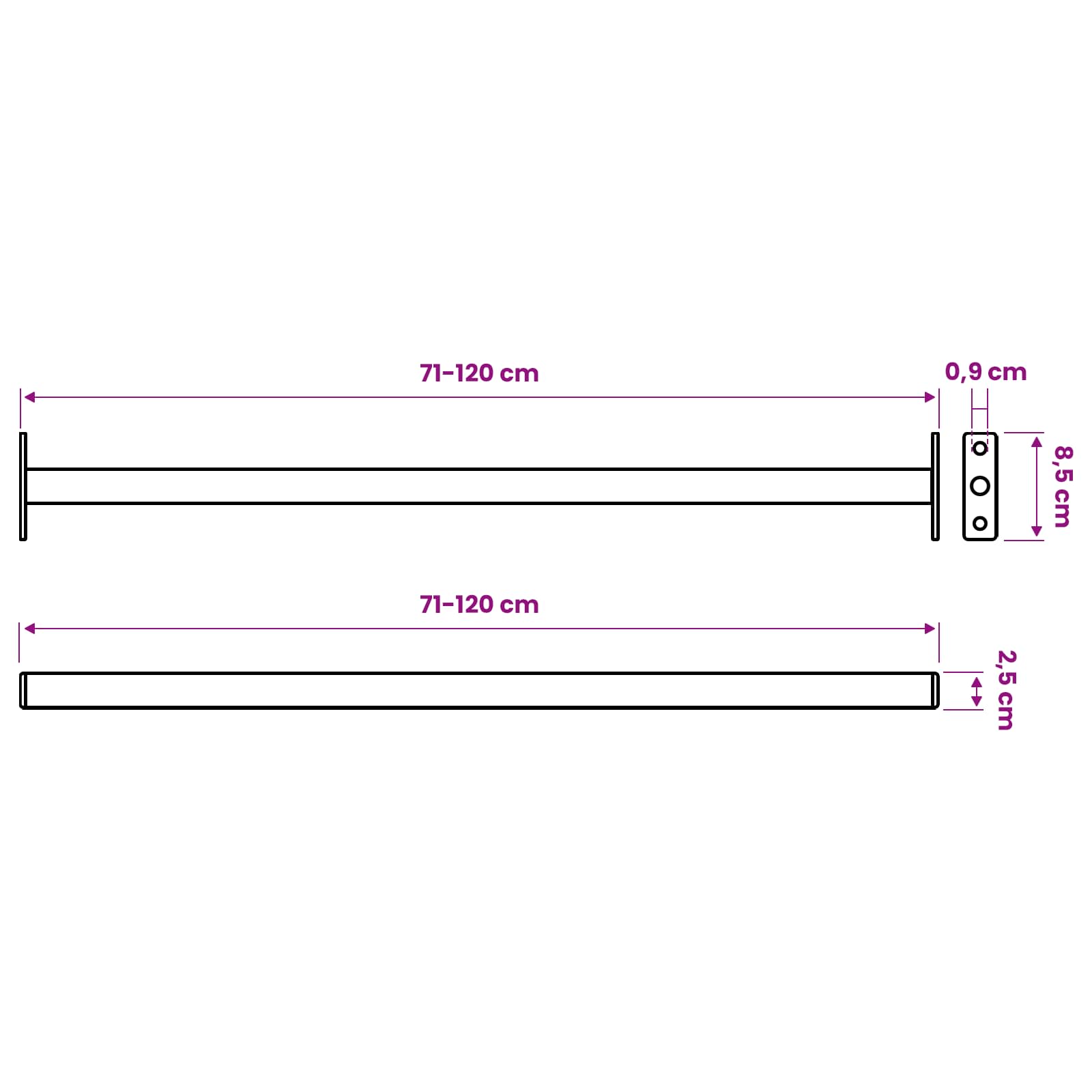 Barra di Sicurezza Regolabile per Finestra 710-1200 mm Acciaio Nero - Set 6 pezzi