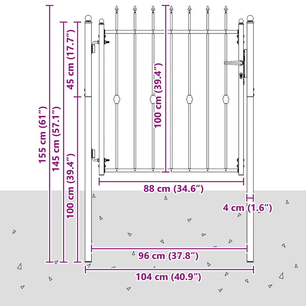 Cancello per recinzione Horst 100 x 100 cm metallo nero
