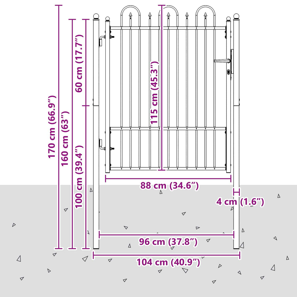 Cancello per recinzione HORST 100 x 125 cm metallo nero