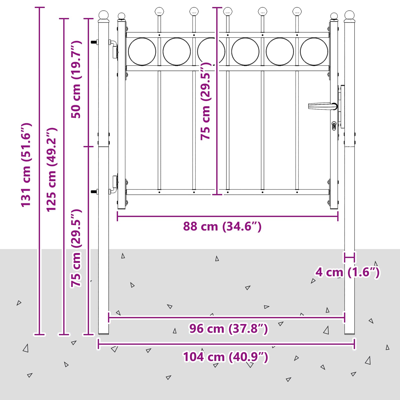 Cancello per recinzione HORST 100 x 75 cm Metallo Nero