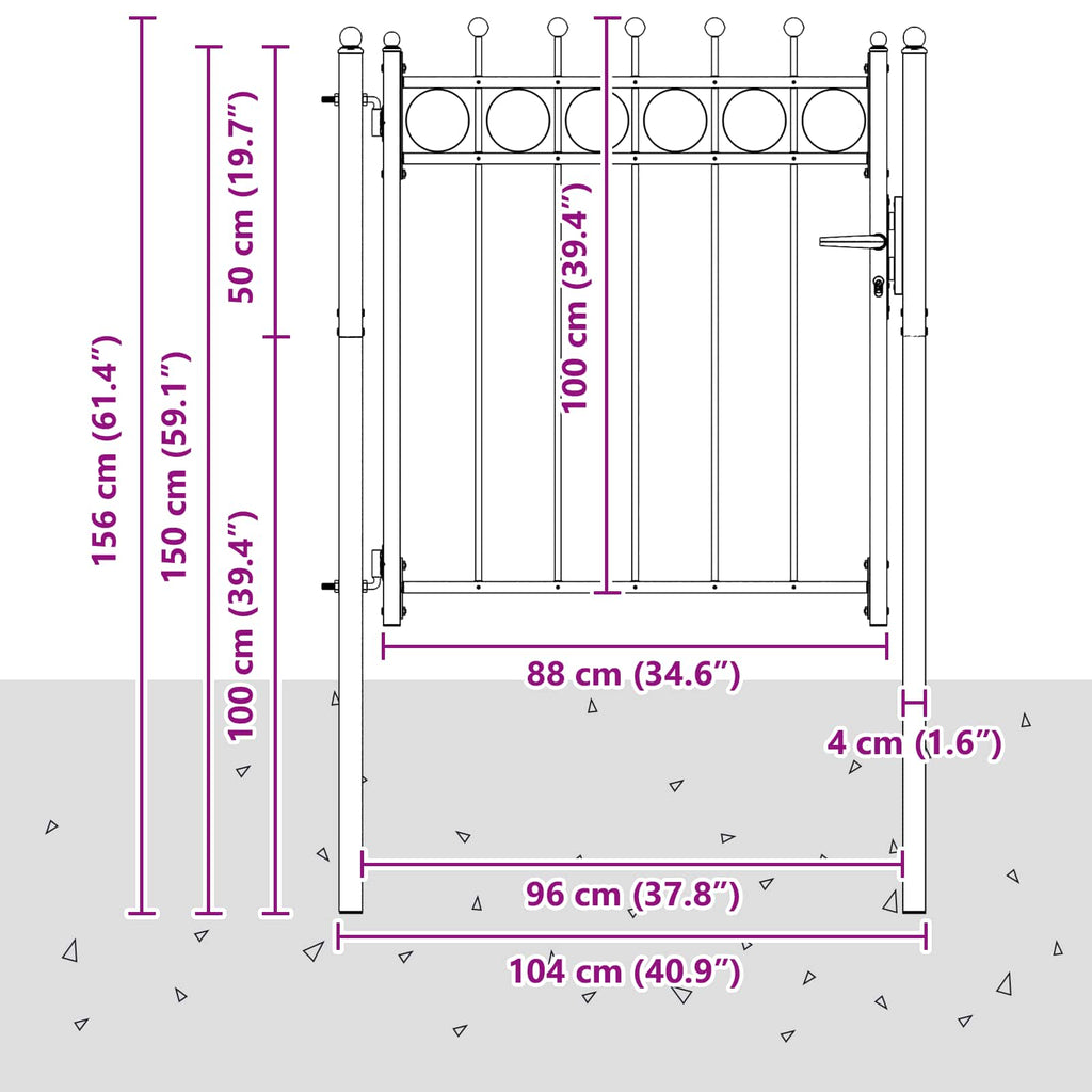 Cancello per recinzione HORST 100 x 100 cm metallo nero