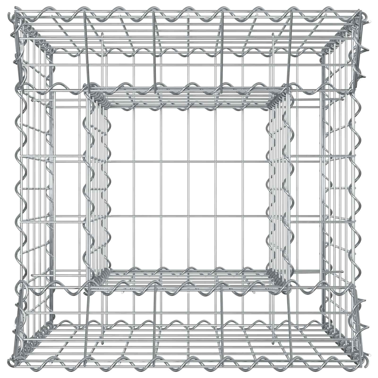 Letto rialzato in gabbione Argento 50x50x60 cm